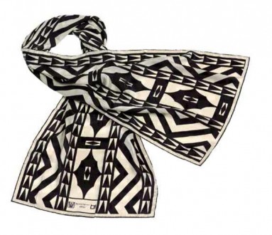 Jugendstil Seidenschal Wiener Schwarzwei�