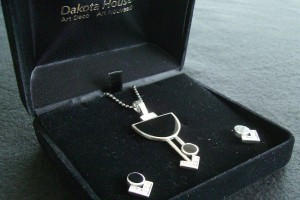 Elegantes Art Deco Schmuckset Collier mit Ohrsteckern