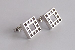Jugendstil Ohrstecker Josef Hoffmann Quadrat
