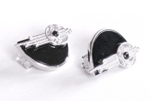 Art Deco Ohrclips 925 Silber mit Onyx