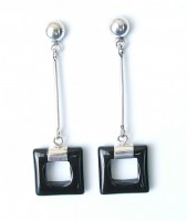 Art Deco Ohrstecker mit schwarzem Achat
