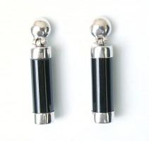 Art Deco Ohrstecker Zylinder schwarzer Achat 925 Silber