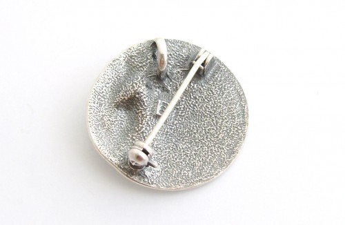 Jugendstil Brosche bzw. Anh�nger Auster mit Perle, Silber