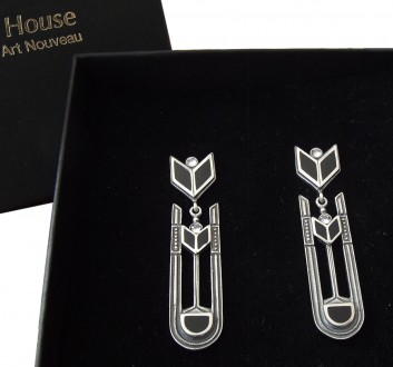 Art Deco Ohrringe 925 Silber, mond�n
