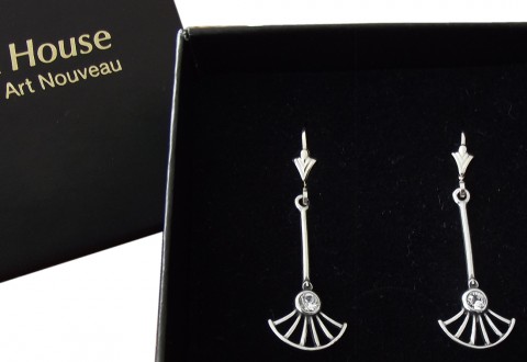 Ohrh�nger 925 Silber mit funkelndem Kristall im Art Deco Stil