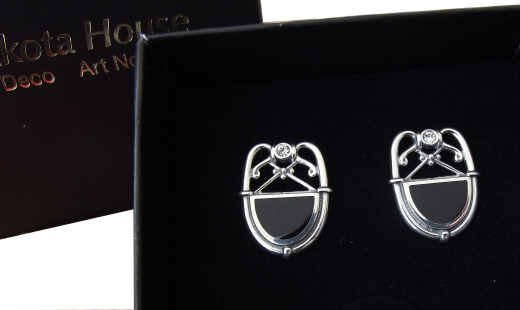 Art Deco Ohrringe 925 Silber, mond�n und strahlend sch�n