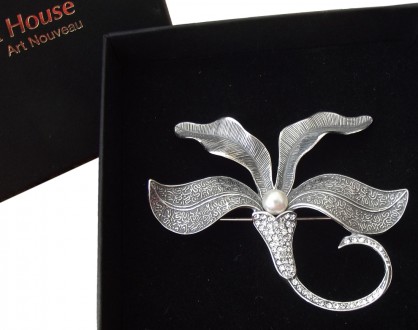 Museumsschmuck Jugendstil Brosche Bl�te Orchidee