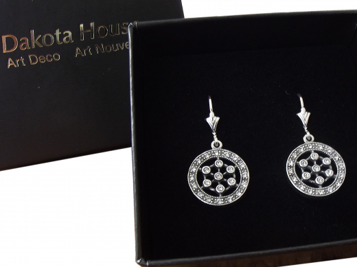 Art Deco Ohrringe 925 Silber mit funkelnden Schmuckkristallen