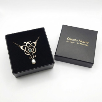 Halskette Damen 925 Silber patiniert Topas Perle Antik Stil