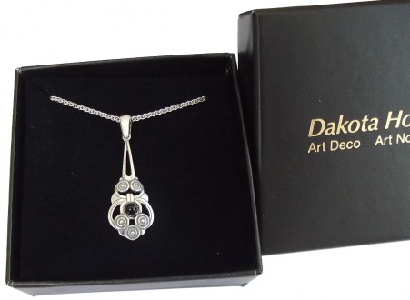 Halskette Damen 925 Silber mit Onyx Cabochon