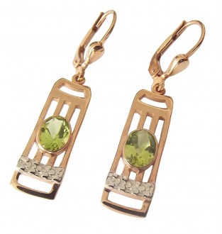 Damen Ohrringe 925 silber rose teilvergoldet mit echtem Peridot