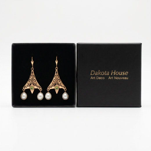 Damen Ohrringe 925 silber rose vergoldet mit echtem Peridot und Perlen