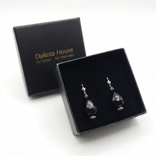 Damen Ohrringe Onyx 925 Silber im Stil der Zwanziger Jahre