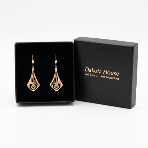 Damen Ohrringe 925 silber vergoldet mit echtem Peridot Geschenkverpackung