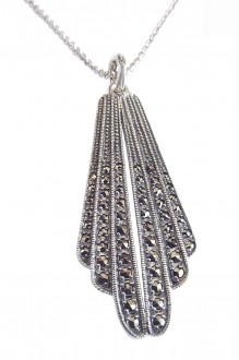 Halskette 925 Silber mit Markasiten im Art Deco Stil