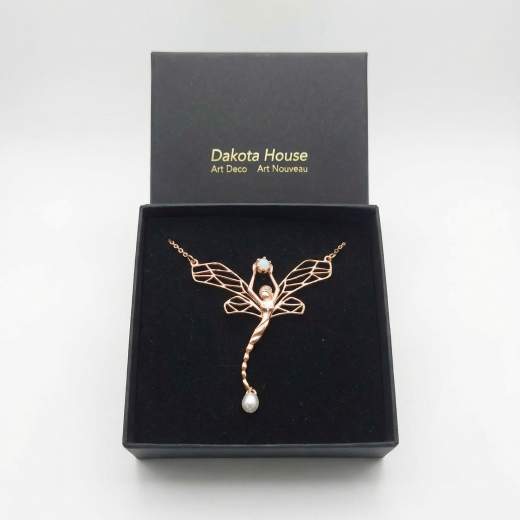 Collier Schmuck Jugendstil M�rchenfigur 925 Silber rose vergoldet Opal Perle