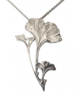 Halskette Jugendstil 925 Silber Ginkgo