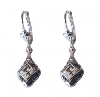 Ohrringe 925 Silber funkelnder Schmuckkristall Vintage Style
