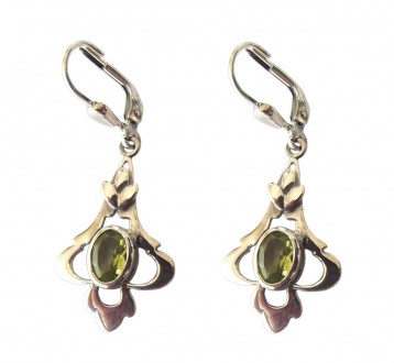 Ohrringe 925 Silber Peridot Jugendstil Girlande