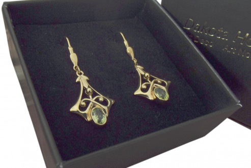 Damen Ohrringe 925 Silber vergoldet mit gro�em Peridot