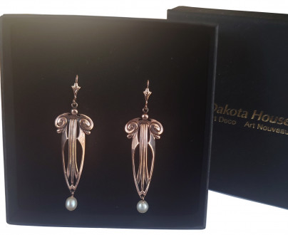 Ohrringe 925 Silber rose vergoldet mit S��wasser Perlen in der Abh�ngung
