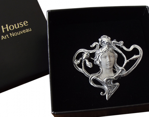 Jugendstil Anh�nger / Brosche Antlitz