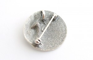 Jugendstil Brosche bzw. Anh�nger Auster mit Perle, Silber