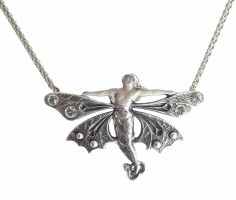Jugendstil Schmuck Halskette Collier gefl�gelte Frau