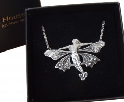 Jugendstil Schmuck Halskette Collier gefl�gelte Frau