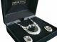 Erlesenes Art Deco Schmuckset Collier mit Ohrsteckern, Silber