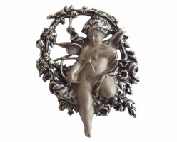 Jugendstil Brosche bzw. Anh�nger Amor 925 Silber mit feinen Details