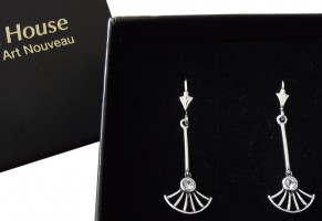 Ohrh�nger 925 Silber mit funkelndem Kristall im Art Deco Stil