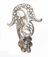Jugendstil Brosche bzw. Anh�nger Pfau 925 Silber in Museumsschmuck-Qualit�t