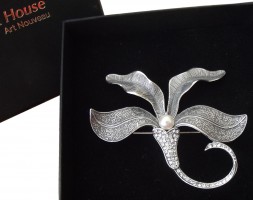 Museumsschmuck Jugendstil Brosche Bl�te Orchidee