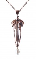 Jugendstil Halskette rose vergoldet patiniert Perle