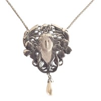 Jugendstil Schmuck Halskette mit Perlenabh�ngung