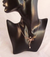 Collier Schmuck Jugendstil M�rchenfigur 925 Silber rose vergoldet Opal Perle
