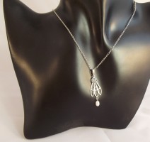 Halskette Vintage 925 Silber Perlenabh�ngung