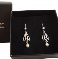 Damen Ohrringe Vintage 925 Silber Perlenabh�ngung