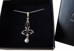 Halskette 925 Silber Vintage Style Perlenabh�ngung