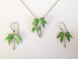 Schmuckset Halskette Ohrh�nger 925 Silber Palmen