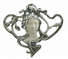 Jugendstil Anh�nger / Brosche Antlitz