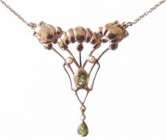 Antik Collier Halskette Kette mit Peridot