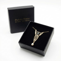 Antik Collier Kette Halskette mit Aquamarin und Perle