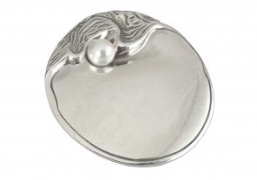 Jugendstil Brosche bzw. Anhänger Auster mit Perle, Silber