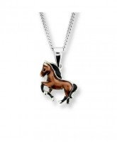 Halskette Pferd 925 Silber mit Emaille