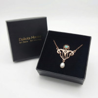 Antik Halskette rose vergoldet mit Opal und Perle