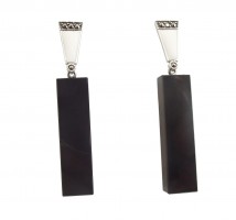 Ohrringe 925 Silber polierter Onyx Markasiten Feueremaille Art Deco Stil