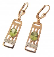 Damen Ohrringe 925 silber rose teilvergoldet mit echtem Peridot