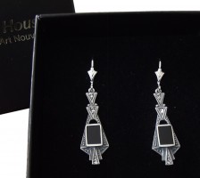 Ohrringe im Art Deco Stil 925 Silber mit Schmuckkristallen